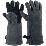 Gants de protection thermique en cuir pour barbecue, 40 cm, pour feu, soudure, chemin�e, four, cuisine, ...