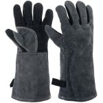 Gants de protection thermique en cuir pour barbecue, 40 cm, pour feu, soudure, chemin�e, four, cuisine, ...
