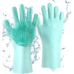 Gants en silicone avec brosse de nettoyag, sharp r�utilisables gants magiques vaisselle pour lavage, ...