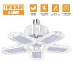 Garage led - 120 w - 12000 lm - luminaire d'atelier - plafonnier transformable - 1 lumire transparente ...