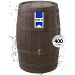 Garantia - 4rain rcuprateur d'eau de pluie tonneau vino 400 l brun fonc avec robinet pe imitation ...