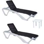 Garbar - acqua - andorra chaise longue - table auxiliaire extrieur set 2 + 1 structure blanche - textilne ...