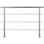Garde - corps 150cm argent�, 1 main courante, 3 traverses, inox 201, int�rieur et ext�rieur, design moderne ...