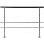 Garde - corps 180cm argent, 1 main courante, 5 traverses, inox 201, intrieur et extrieur, design moderne ...