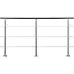 Garde - corps 240cm argent�, 1 main courante, 3 traverses, inox 201, int�rieur et ext�rieur, design moderne ...
