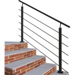 Garde - corps - aluminium noir - 150cm - avec 5 traverses et 1 main courante - intrieur et extrieur ...
