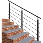 Garde - corps - aluminium noir - 200cm - avec 5 traverses et 1 main courante - intrieur et extrieur ...