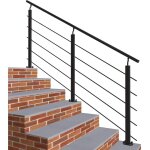 Garde - corps - aluminium noir - 200cm - avec 5 traverses et 1 main courante - intrieur et extrieur ...