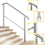 Garde - corps rampe escalier en inox 201 4 � 5 marches main courante 162x102. 5cm pour jardin entr�e ...