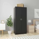 Garde - robe noir 80x52x180 cm bois d'ing�nierie vidaxl