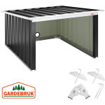 Gardebruk - garage robot tondeuse métal résistant intempéries 4 piquets de terre herbe tonte toit à une ... Gardebruk - garage robot tondeuse métal résistant intempéries 4 piquets de terre herbe tonte toit à une ...