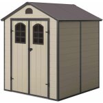 Abri de jardin en rsine gardiun alessia a 3, 57 m 190x188x225 cm avec plancher et fentres beige