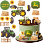 G�teau imprim� tracteur 15 pi�ces + plaque d'inscription gratuite gaufrette ferme fermier