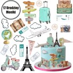 Gaufrette imprim�e pour g�teau � voyageur de vacances � 22 cm + plaque d?inscription gratuite