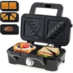Gaufrier 3 en 1 appareil croque monsieur �lectrique chauffage double face machine � sandwich presse � ...