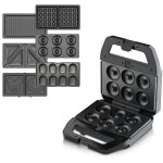 Gaufrier multifonction, croque monsieur multifonction 6 en 1 grande puissance de 800w, noir