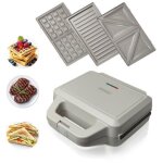 Gaufrier multifonction - koticidsin - 3 en 1 - 750w - gris - capacit� de 2 gaufres