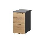 Gautier - caisson hauteur de bureau 3 tiroirs ch�ne ambr� profondeur 60 cm - jazz