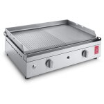 Plancha planet  gaz - chef 55 lisse rainure - 2 brleurs - inox 304 alimentaire