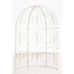 Arche  rosier rosie en forme de demi pavillon avec banc de jardin crme antique