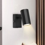 Applique murale 1 spot noir - lampe murale int�rieure pivotante gu10 r�tro � 330� max. 40w en m�tal pour ...