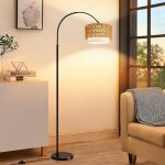 Gbly lampadaire arche rotin boh�me vintage dimmable t�l�commande e27 led 9w 165 - 180cm hauteur r�glable ...