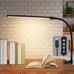 Lampe de bureau led  pince - lampe de bureau noire 3 couleurs et 5 niveaux de luminosit usb 5 w lampe ...