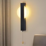Gbly lampe murale led avec interrupteur noir design moderne cordon 3000k blanc chaud fer acrylique 6w ...