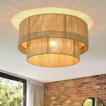 Gbly lampe plafonnier boho corde de jute vintage douille e27 rustique sans ampoule pour salon chambre ...