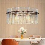 Gbly lampe suspension noire pendelleuchte 2 flammes retro table � manger e27 abat - jour verre � 60 cm ...