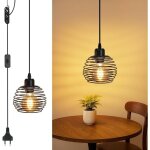 Gbly lampe suspension vintage 1 lumi�re noir industrial avec 4. 5m c�ble prise et interrupteur e27 pour ...