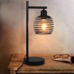 Lampe de table, design r�tro industriel, �clairage salon & chamber, lampe de chevet, douille e27, noir, ...