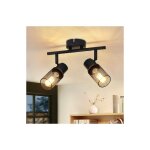 Plafonnier 2 flammes noir - plafonnier spot m�tal industriel pivotant 330�e27 led pour couloir salon ...