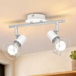 Gbly - plafonnier blanc salon salle � manger �clairage r�tro cage spot r�glable 2x douilles e14 rotatif ...