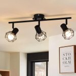 Gbly - plafonnier noir salon salle � manger �clairage r�tro cage spot r�glable 3x douilles e14 rotatif ...