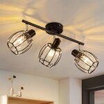 Plafonnier vintage spot 3 flammes - lampe de plafond avec abat - jour en cristal retro spot industriel ...