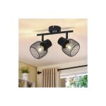 Gbly plafonnier vintage spot de plafond � 2 flammes - plafonnier noir m�tal led rotation 330� spot int�rieur ...