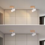 Projecteur de plafond � 1 spot, lampe de plafond en bois - lampe de plafond pour couloir, m�tal blanc ...