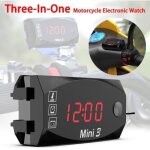 Ge00611 - 3 in 1 num�rique horloge moto thermom�tre voltmetre guidon mount ip67 �tanche montre moto avec ...
