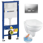 Geberit - pack wc bati support duofixbasic + wc suspenduporcher sans bride + plaque delta50 chrome mat ...