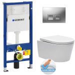 Geberit - pack wc bati - support + cuvette suspendue swiss aqua technologies sans bride + plaque (satrimlessge ...