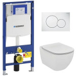 Pack wc bati geberit duofix + cuvette ideal standard tesi aquablade + plaque de commande sigma01 blanche ...