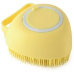 Generic soft silicone bath brush for short and long - haired dogs and pets with shampoo dispenser (yellow) ...