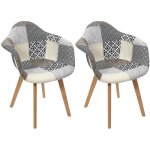 Altobuy - giada - lot de 2 fauteuils patchwork motifs gris�s