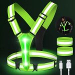 Gilet rflchissant running - gilet reflechissant vlo led rechargeable avec taille rglable avec 2 bandes ...