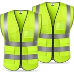 Gilet de s�curit�, (2 paquet)gilet r�fl�chissant avec 5 poches et fermeture � glissi�re avant, gilet ...