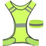Gilet de scurit rflchissant, haute visibilit gilet jaune pour velo, course, jogging, avec 1 brassard ...