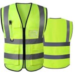Gilet de scurit rflchissant haute visibilit avec poches zippes sur le devant - conforme aux normes ...