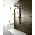 Colonne de douche hydromassage avec quatre fonctions en acier brossé Colonne de douche hydromassage avec quatre fonctions en acier brossé