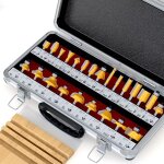 24pcs fraises � defoncer bois 6. 35mm(1 / 4in), coffret de 24 fraises � rainurer bois en carbure de tungst�ne, ...